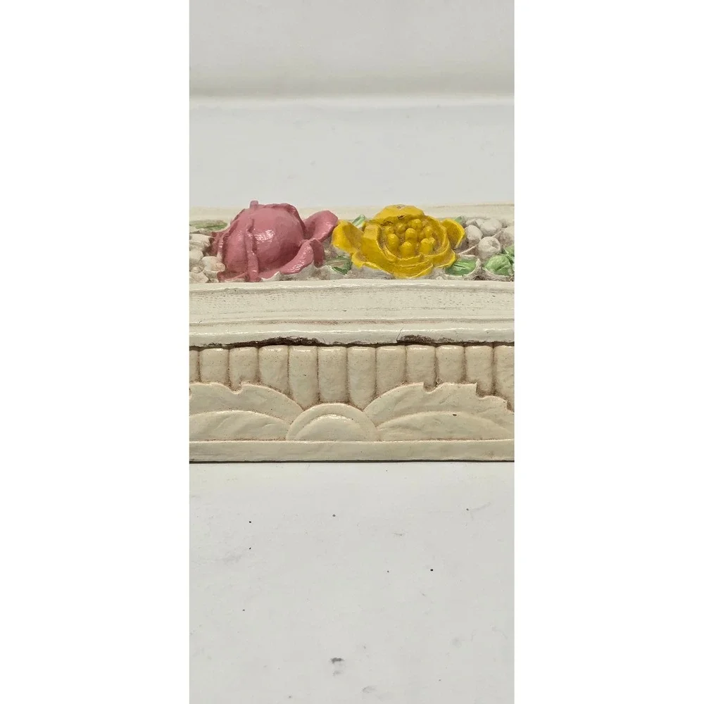 Vtg Syroco wood carved lidded trinket box rustic cabin decor cottagecore